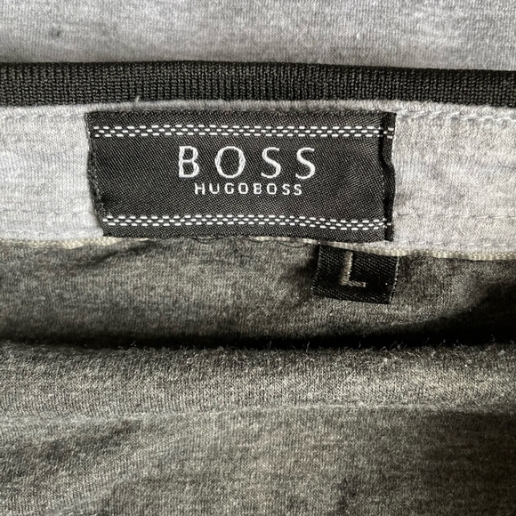 Men’s Polo Shirt BOSS Hugo Boss Grey Black Logo Embroidered Short Sleeve T-shirt - Picture 4 of 5